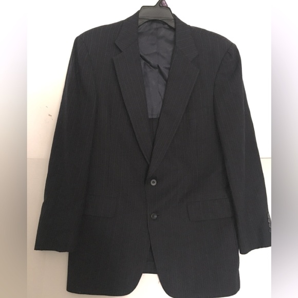 Vintage Austin Reed Wool 2 Button Men's Blazer Black Pin Stripe - Picture 1 of 16